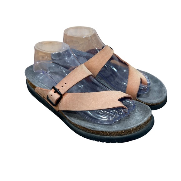Mephisto Shoes - Mephisto Helen Leather Sandals Peach Size 42 US 12 Cork Slide Comfort Vacation